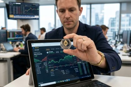 Ethereum sikkesi ve blok zinciri görseli