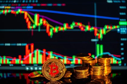 Bitcoin sikkesi ve kripto para grafiği